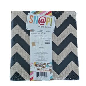 Simple Stories Sn@p! Burlap Album 9x8 Chevron‎ Black Tan Scrapbook NEW